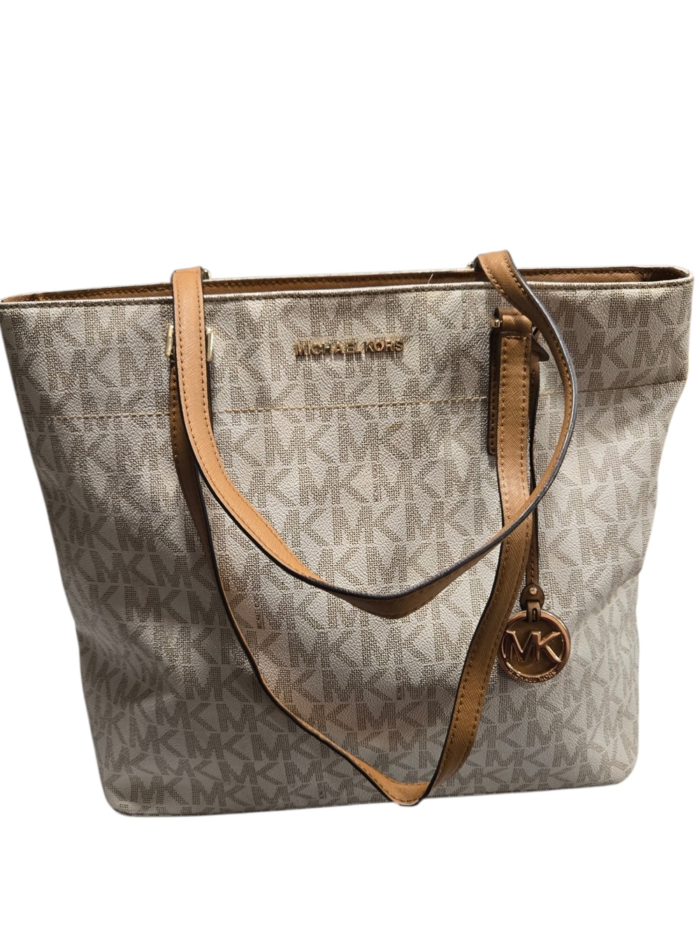 Michael Kors Beige Logo Tote Bag with Tan Trim - Picture 5 of 5